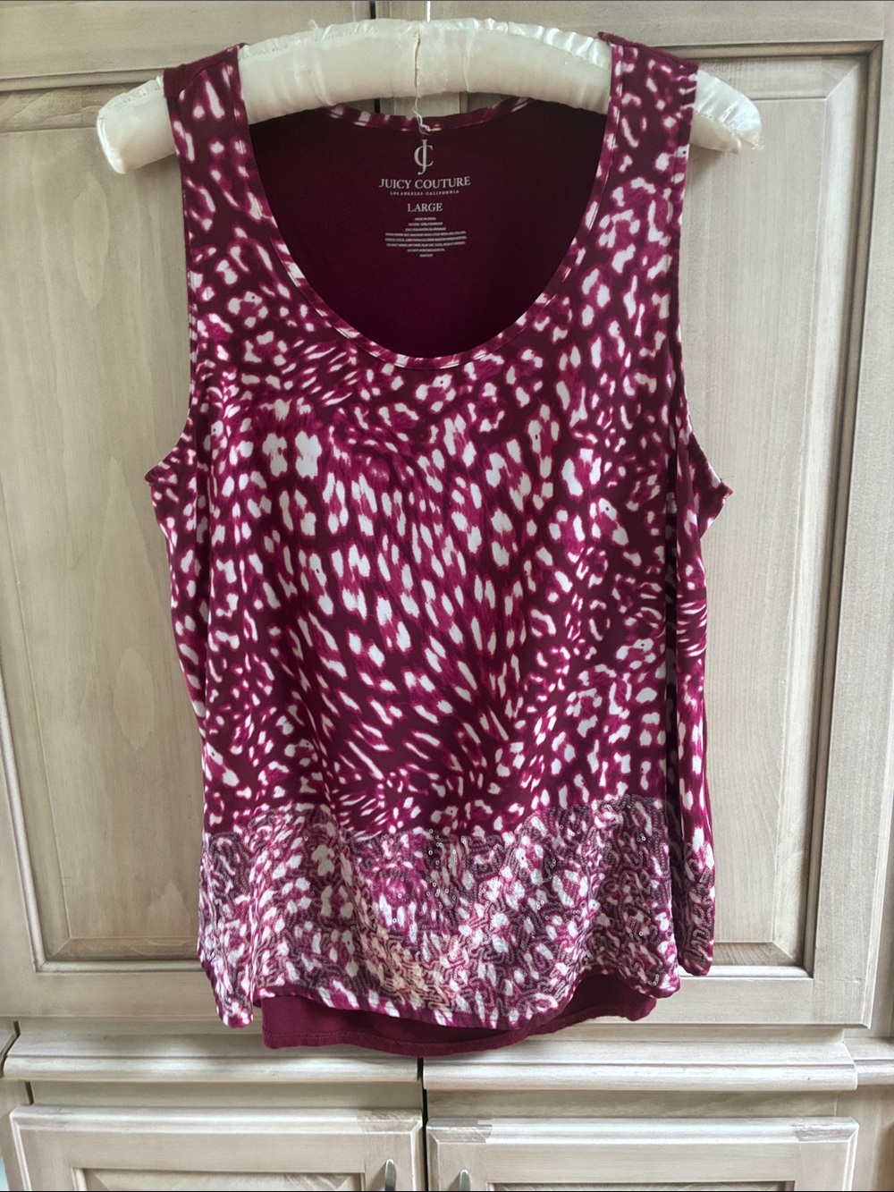 Juicy Couture Burgundy and White Printed Sleeveless Tank